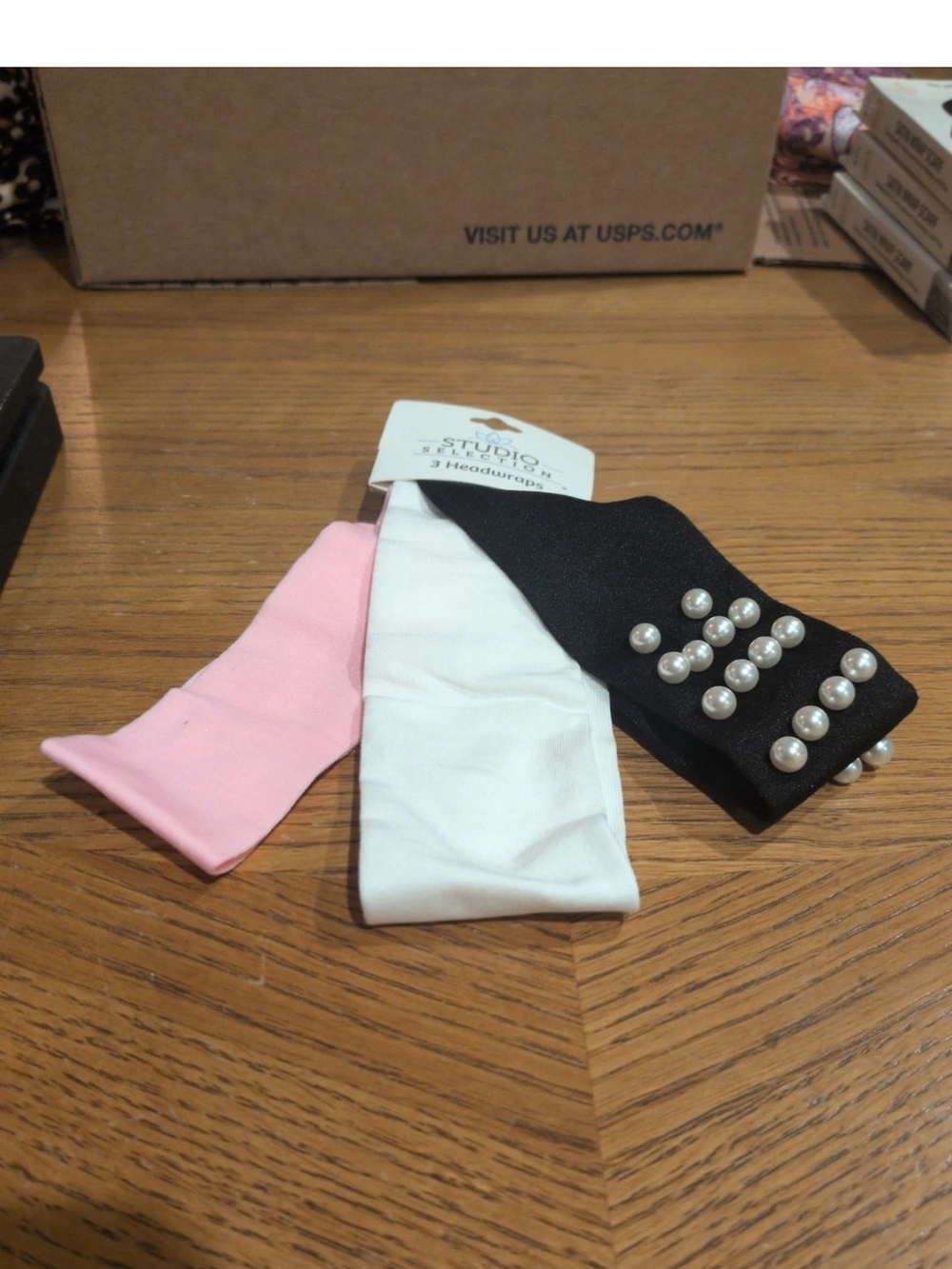 3-Pack Women’s Pearl Accent Headwraps - Pink, White & Black